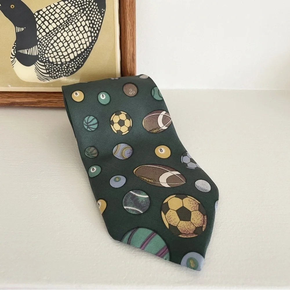 Vintage Expressions Silk Novelty Tie Pool Sports Football Soccer Bowling Ball